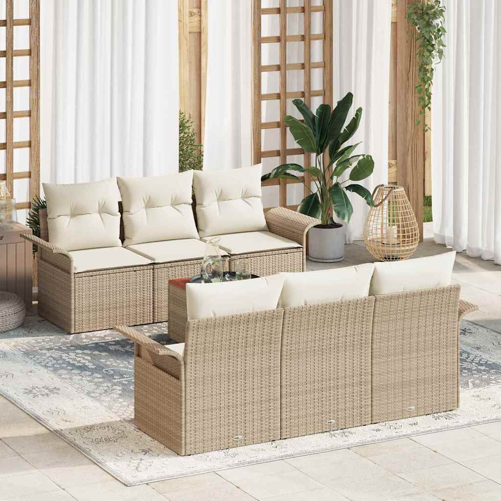 Gartensofa-set 7 stk. Beige Poly-Rattan