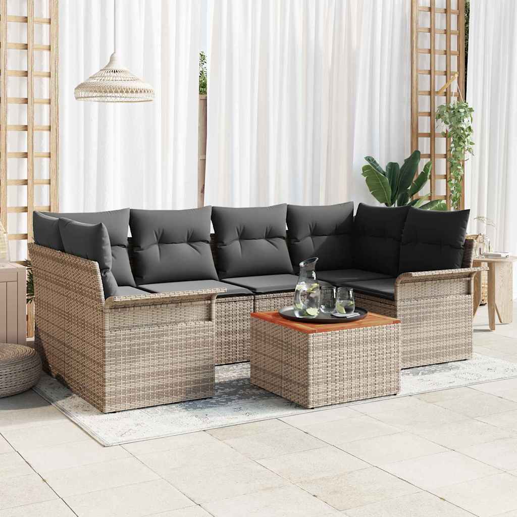 Gartensofa-set 7 stk. Grau Poly-Rattan