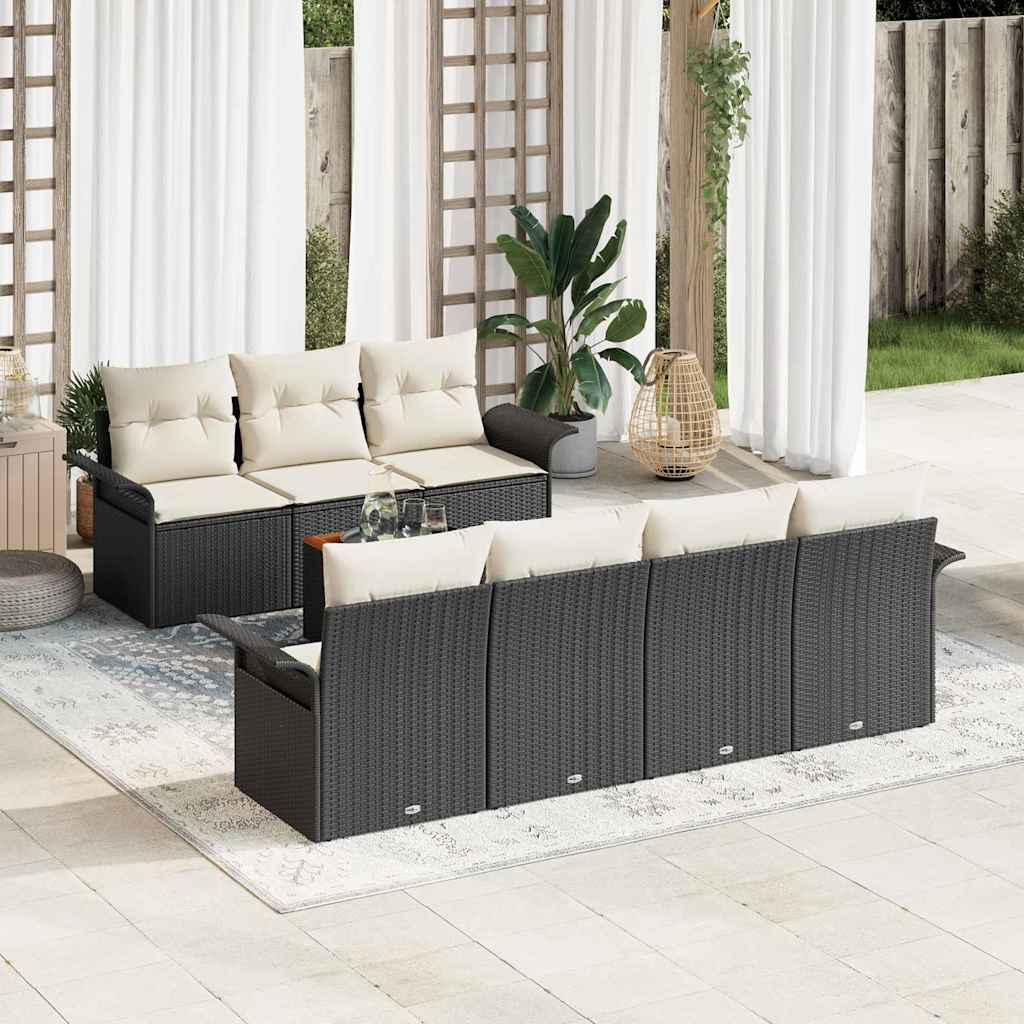 Gartensofa-set 8 stk. Schwarz Poly-Rattan