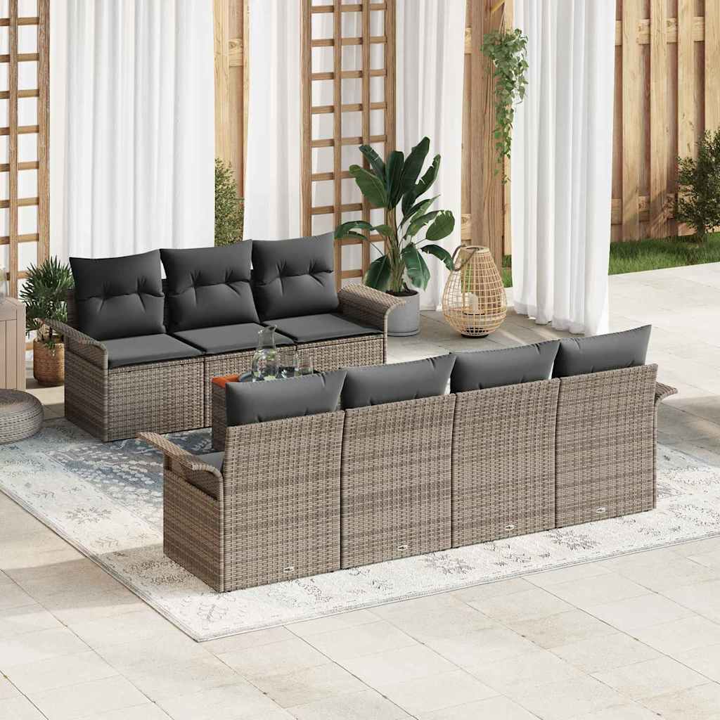 Gartensofa-set 8 stk. Grau Poly-Rattan