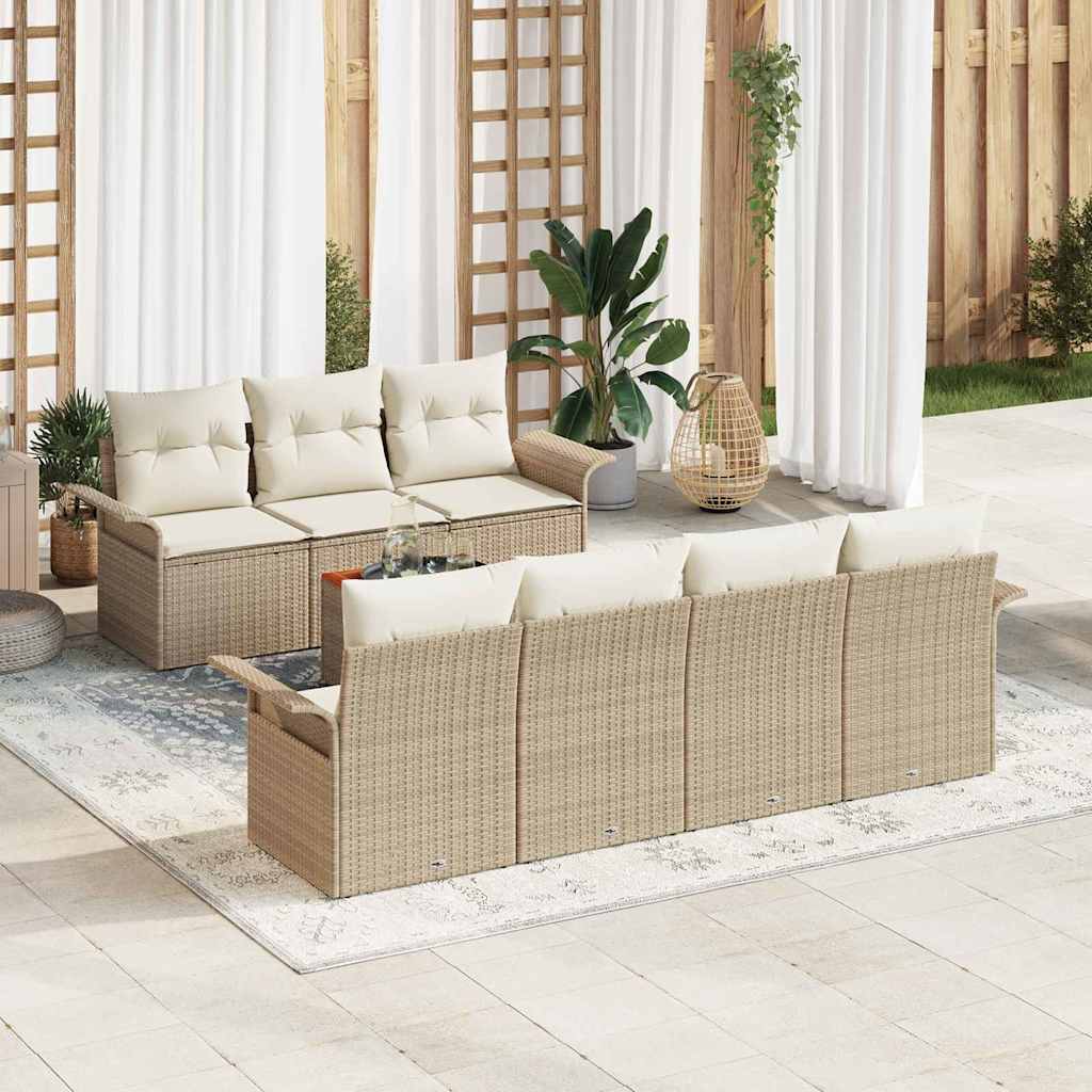 Gartensofa-set 8 stk. Beige Poly-Rattan