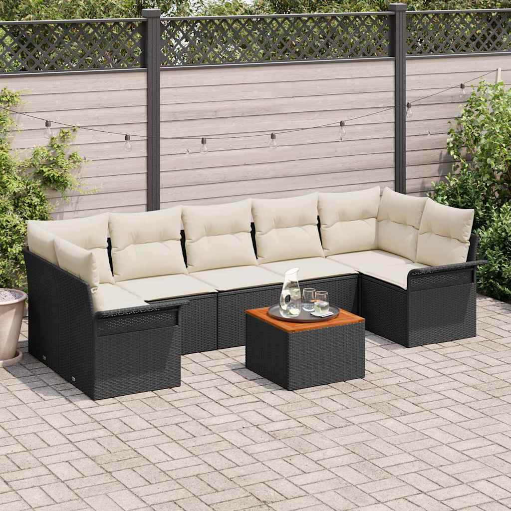 Gartensofa-set 8 stk. Schwarz Poly-Rattan