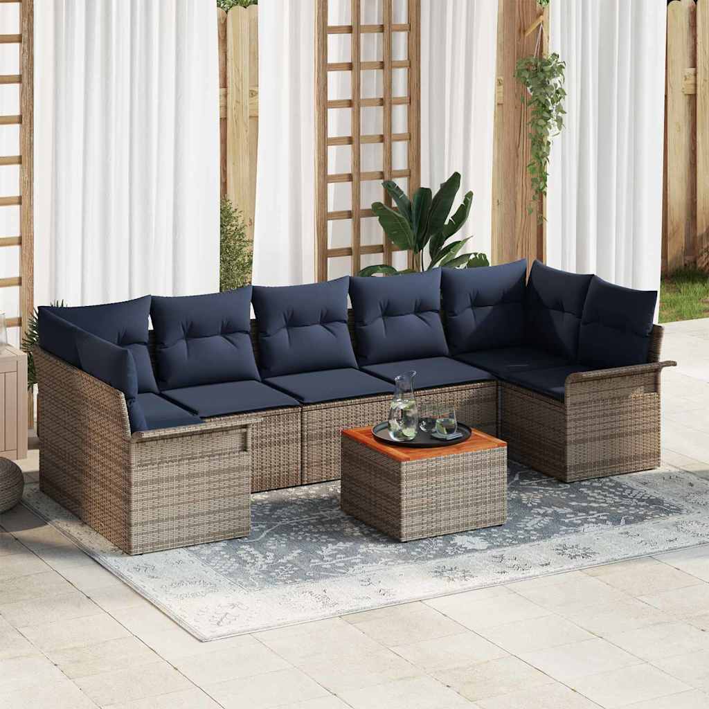 Gartensofa-set 8 stk. Grau Poly-Rattan