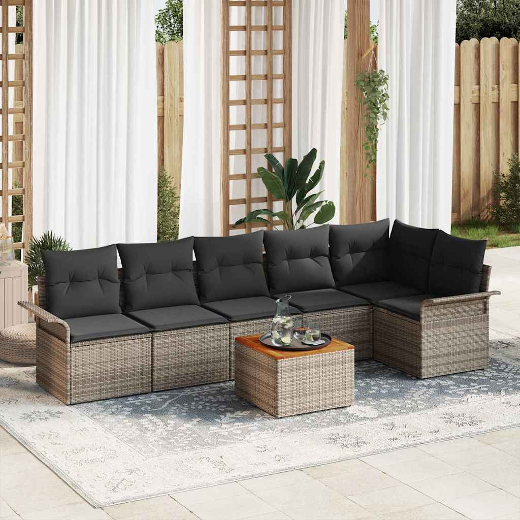 Gartensofa-set 7 stk. Grau Poly-Rattan