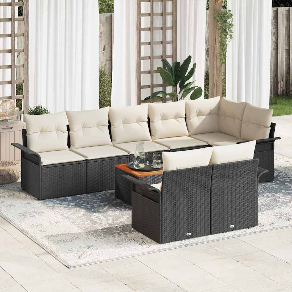 Gartensofa-set 9 stk. Schwarz Poly-Rattan
