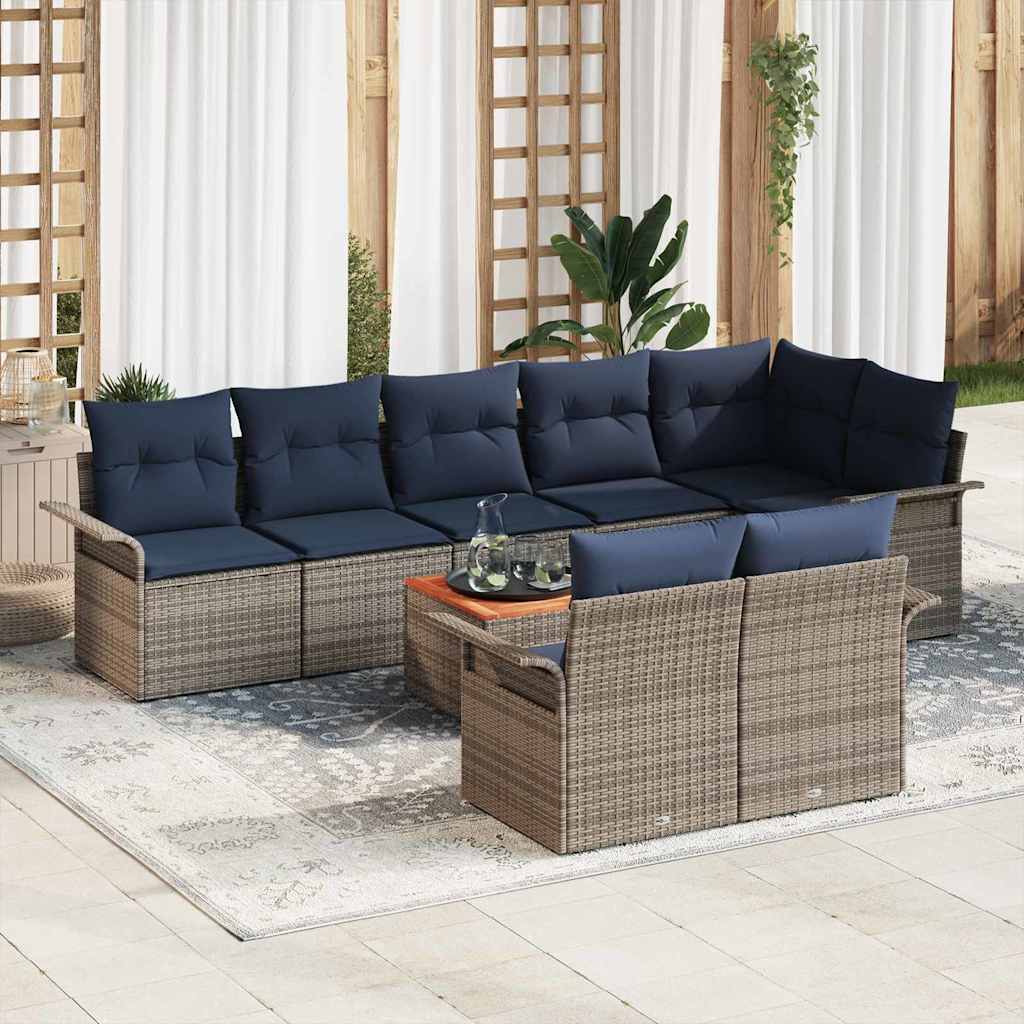 Gartensofa-set 9 stk. Grau Poly-Rattan