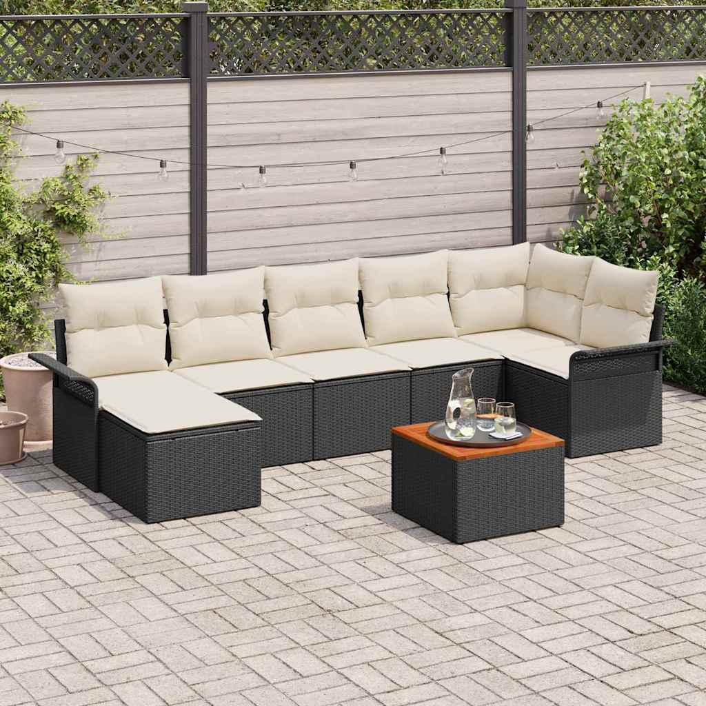 Gartensofa-set 8 stk. Schwarz Poly-Rattan