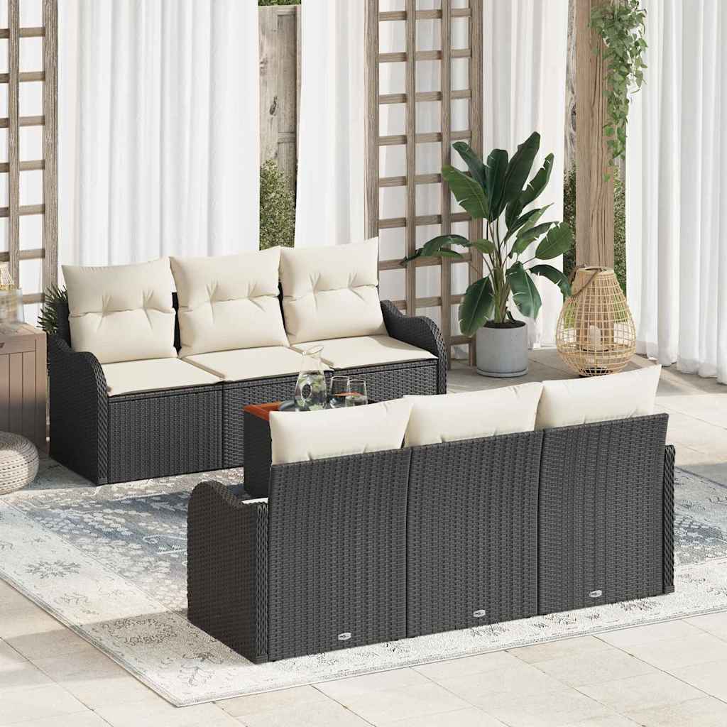 Gartensofa-set 7 stk. Schwarz Poly-Rattan