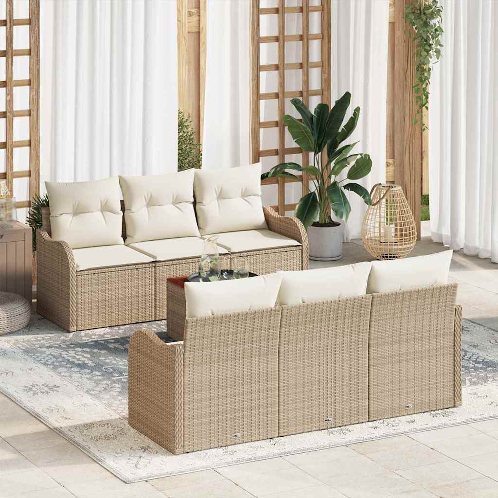 Gartensofa-set 7 stk. Beige Poly-Rattan