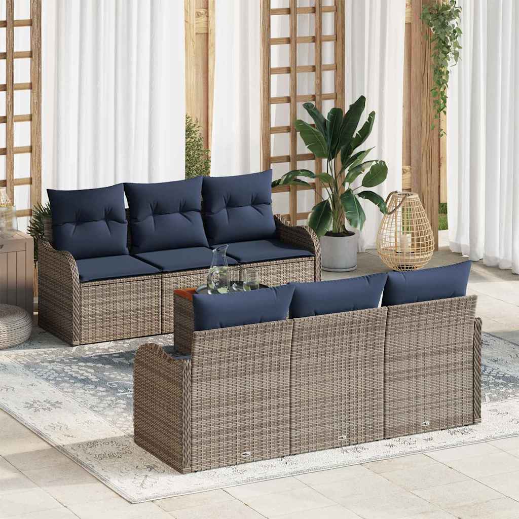 Gartensofa-set 7 stk. Grau Poly-Rattan
