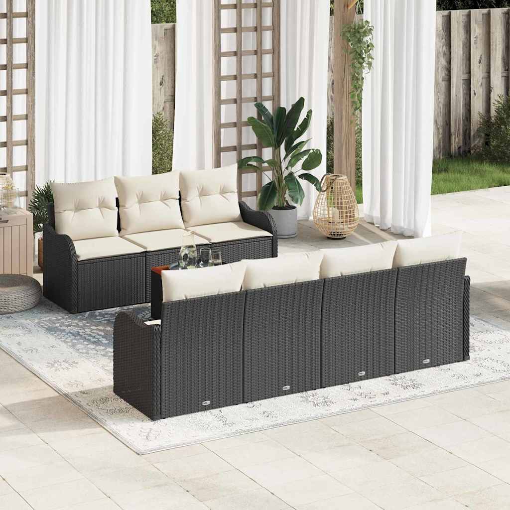 Gartensofa-set 8 stk. Schwarz Poly-Rattan