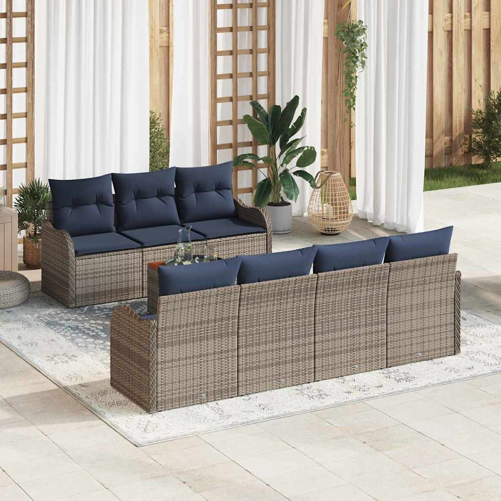 Gartensofa-set 8 stk. Grau Poly-Rattan