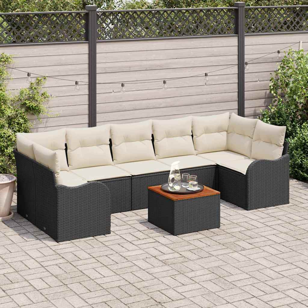 Gartensofa-set 8 stk. Schwarz Poly-Rattan