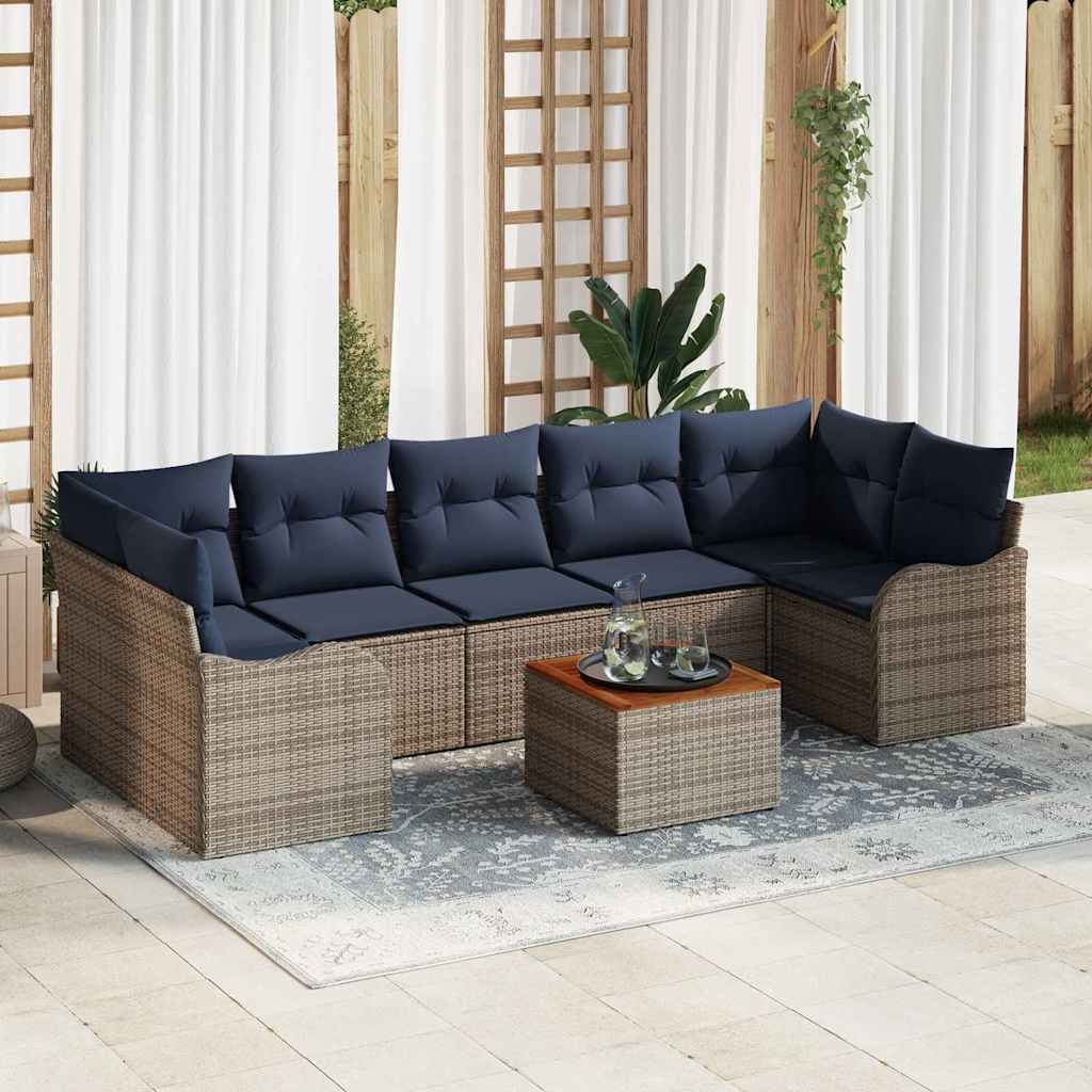 Gartensofa-set 8 stk. Grau Poly-Rattan