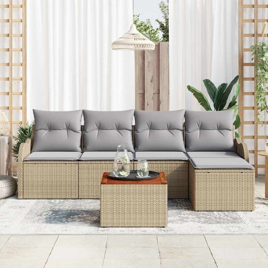 Gartensofa-set 6 stk. Beige Poly-Rattan