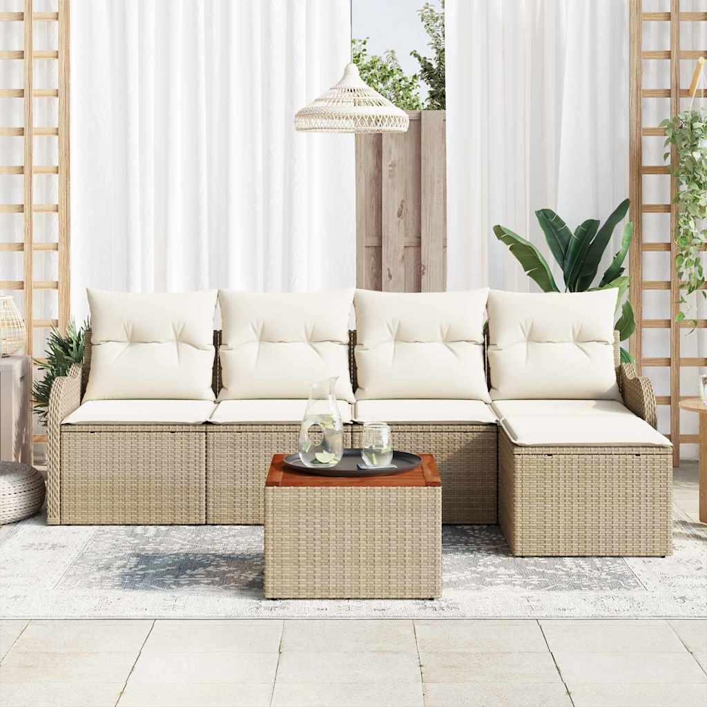 Gartensofa-set 6 stk. Beige Poly-Rattan