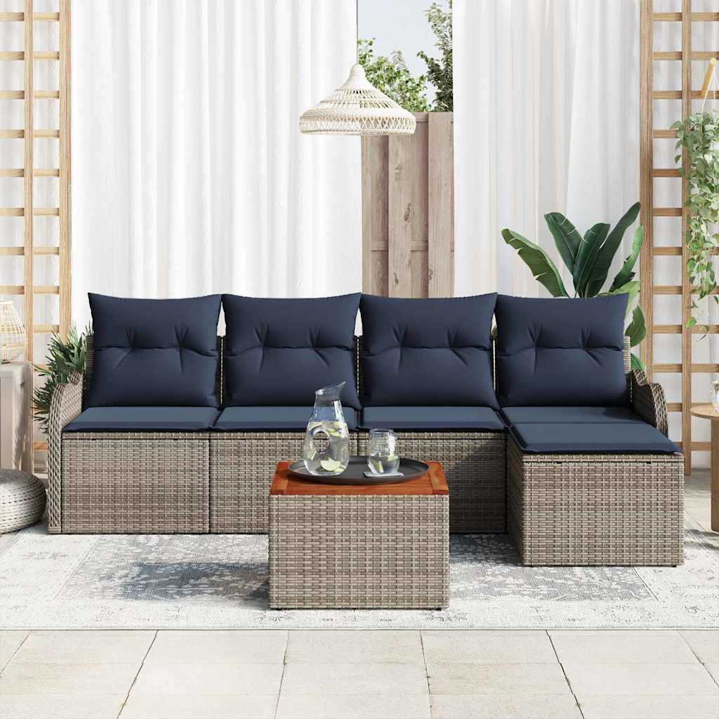 Gartensofa-set 6 stk. Grau Poly-Rattan