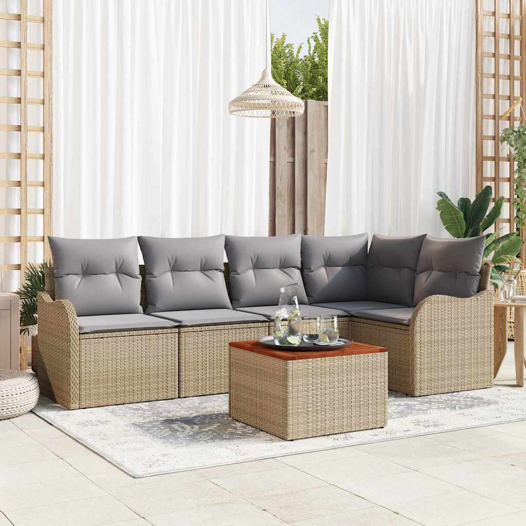 Gartensofa-set 6 stk. Beige Poly-Rattan