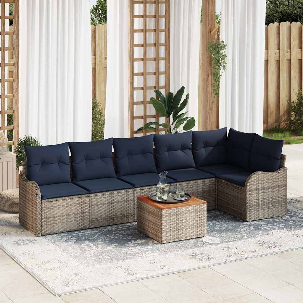 Gartensofa-set 7 stk. Grau Poly-Rattan