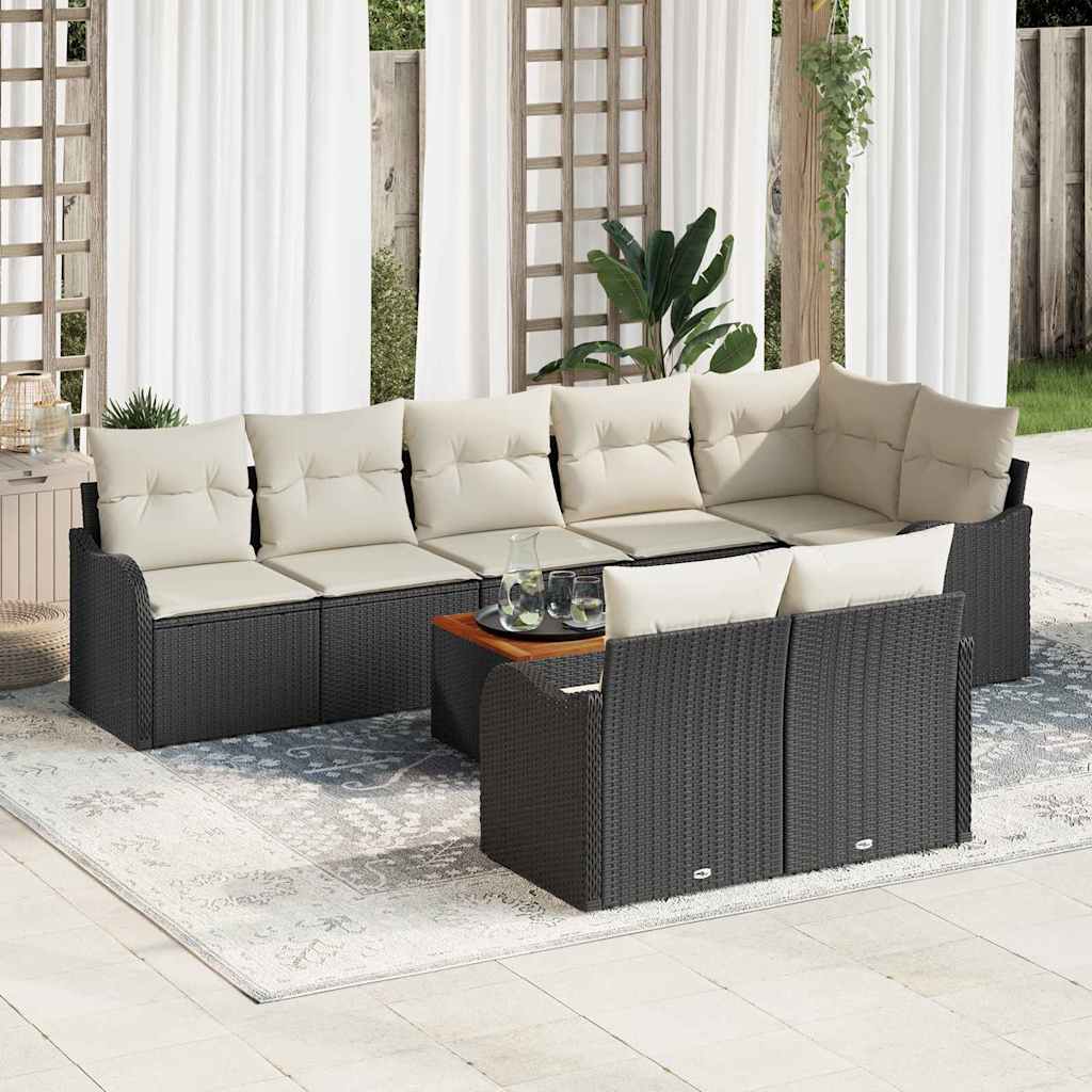 Gartensofa-set 9 stk. Schwarz Poly-Rattan