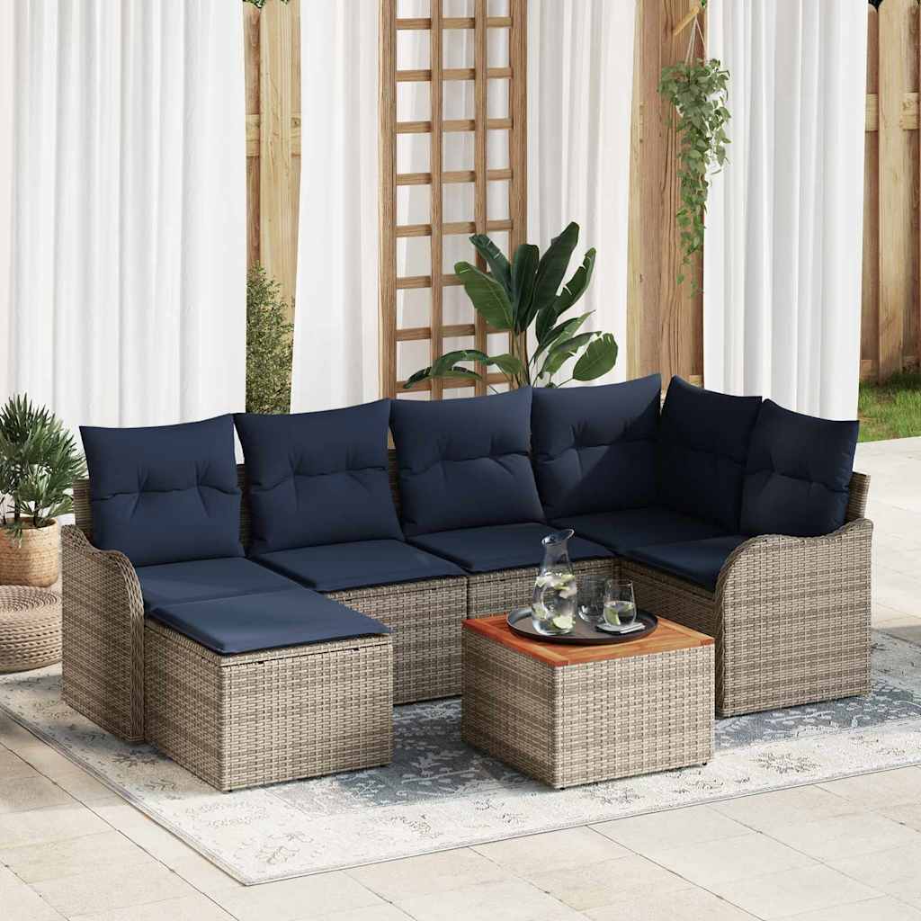 Gartensofa-set 7 stk. Grau Poly-Rattan