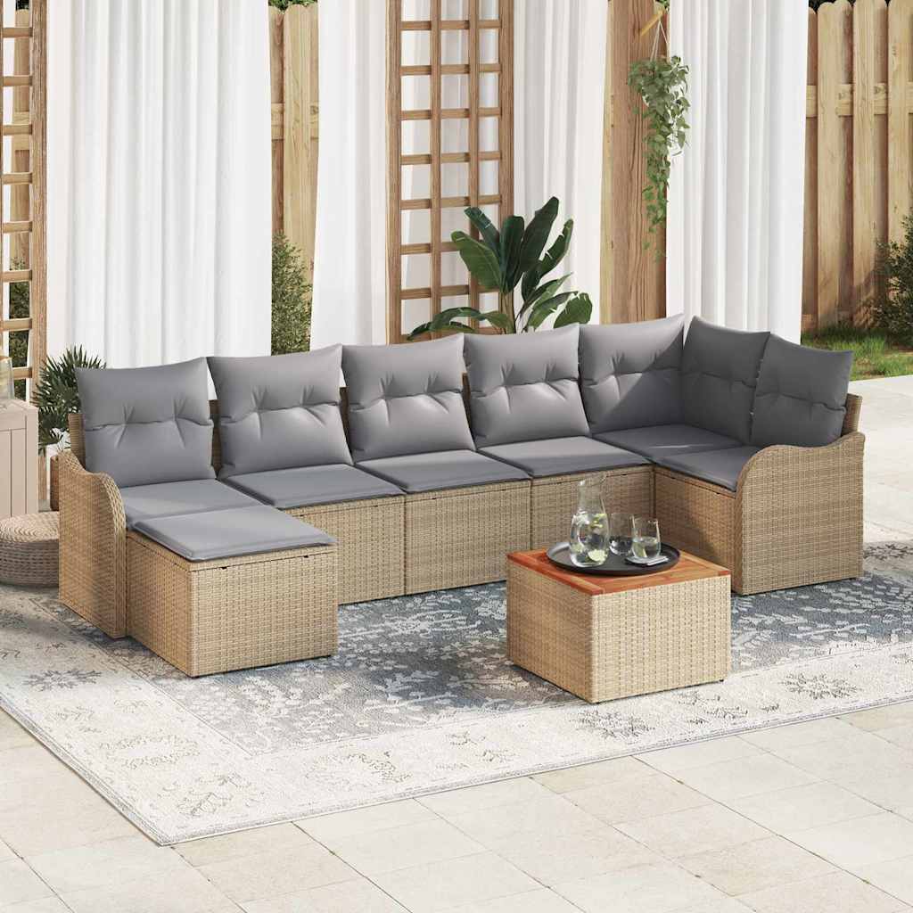 Gartensofa-set 8 stk. Beige Poly-Rattan
