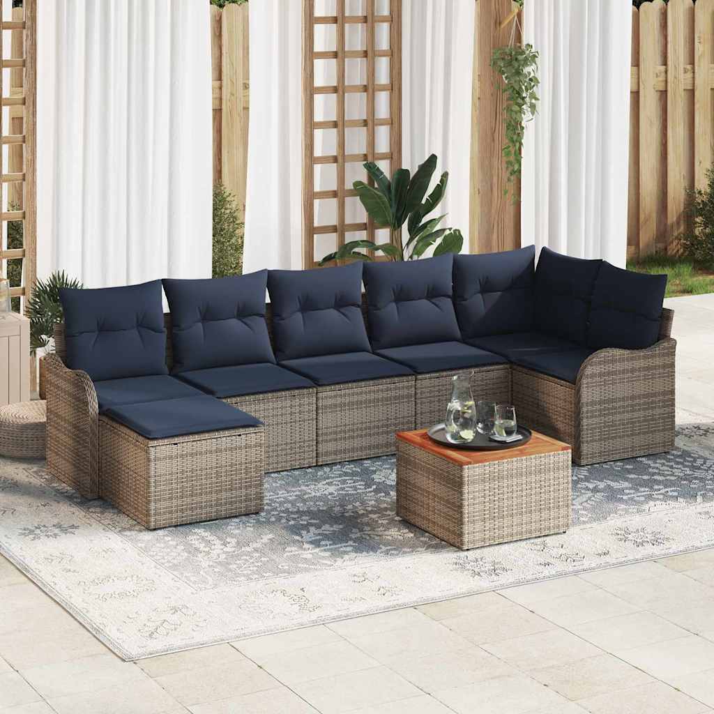 Gartensofa-set 8 stk. Grau Poly-Rattan