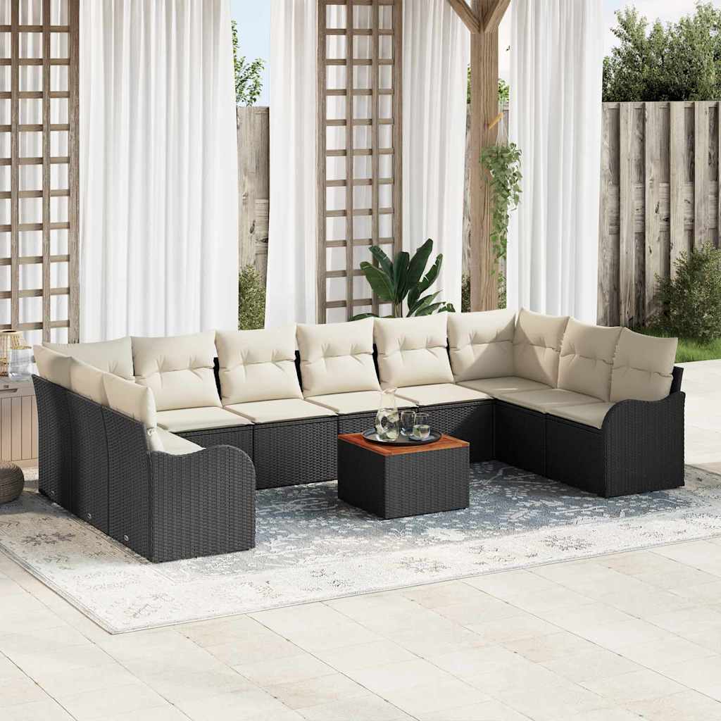 Gartensofa-set 11 stk. Schwarz Poly-Rattan