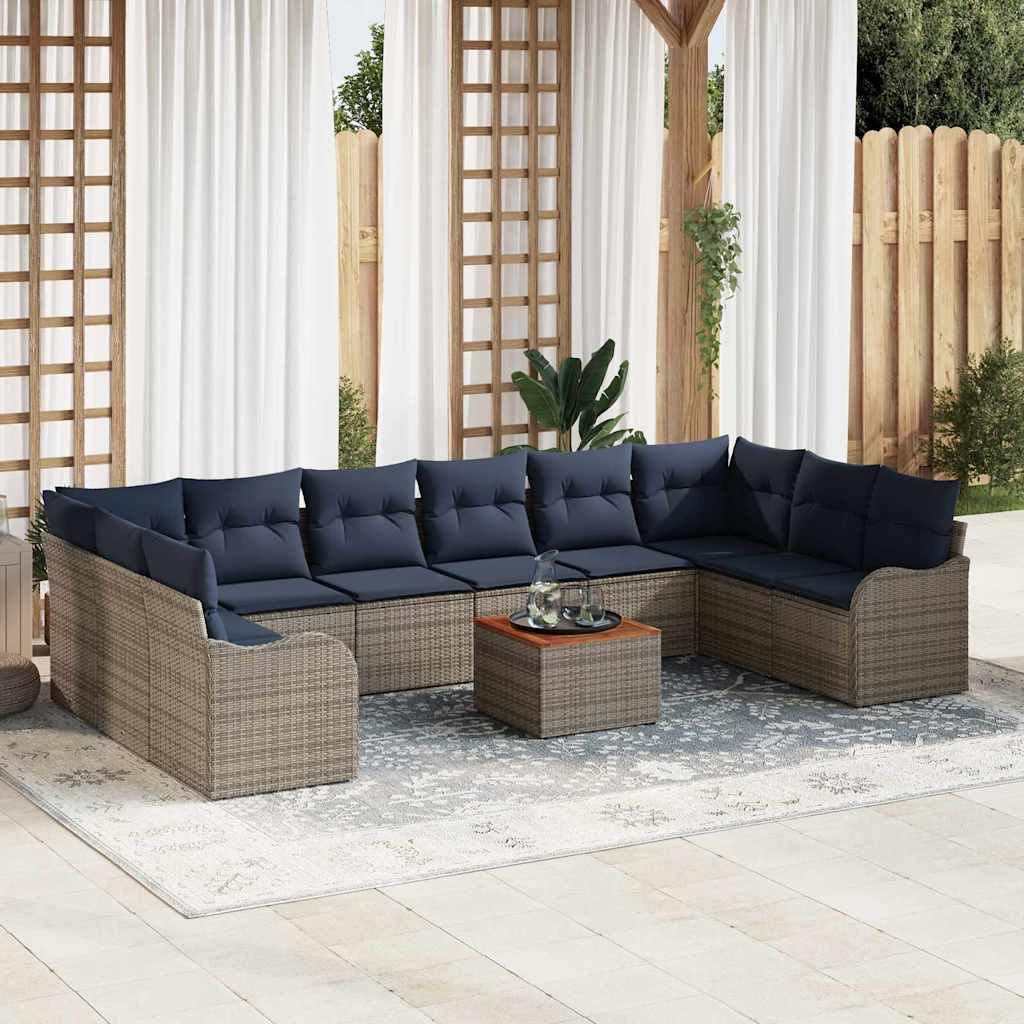 Gartensofa-set 11 stk. Grau Poly-Rattan