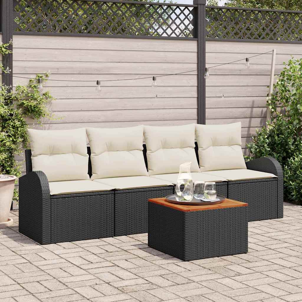 Gartensofa-set 5 stk. Schwarz Poly-Rattan