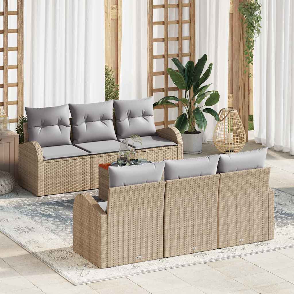 Gartensofa-set 7 stk. Beige Poly-Rattan