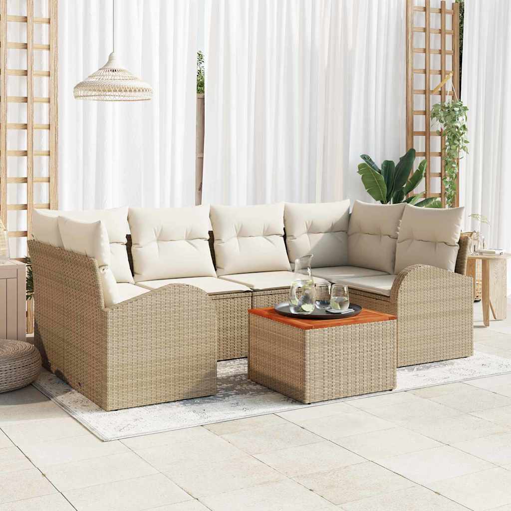 Gartensofa-set 7 stk. Beige Poly-Rattan
