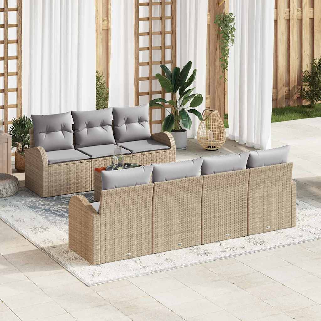 Gartensofa-set 8 stk. Beige Poly-Rattan