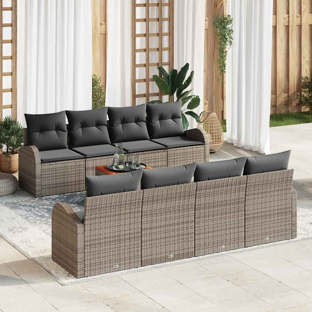Gartensofa-set 9 stk. Grau Poly-Rattan
