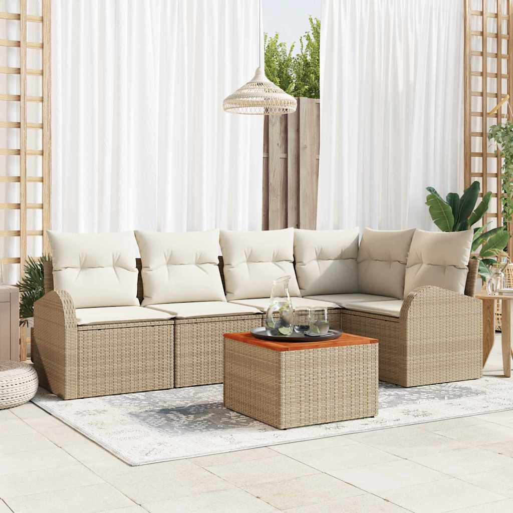 Gartensofa-set 6 stk. Beige Poly-Rattan