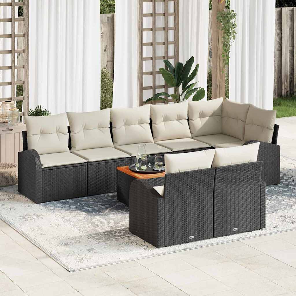 Gartensofa-set 9 stk. Schwarz Poly-Rattan