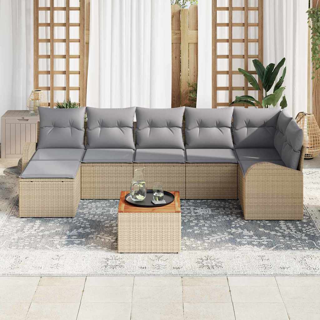 Gartensofa-set 8 stk. Beige Poly-Rattan