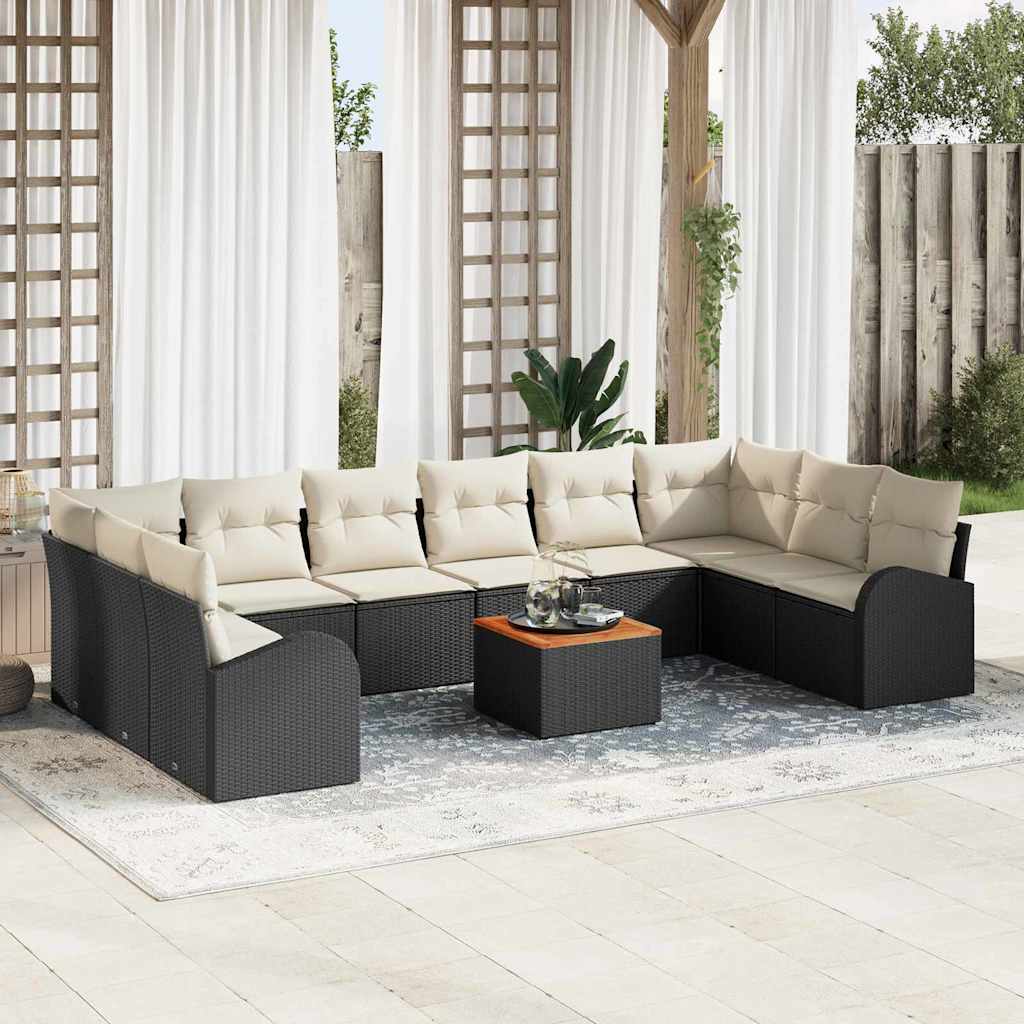 Gartensofa-set 11 stk. Schwarz Poly-Rattan