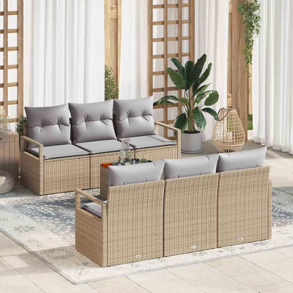 Gartensofa-set 7 stk. Beige Poly-Rattan