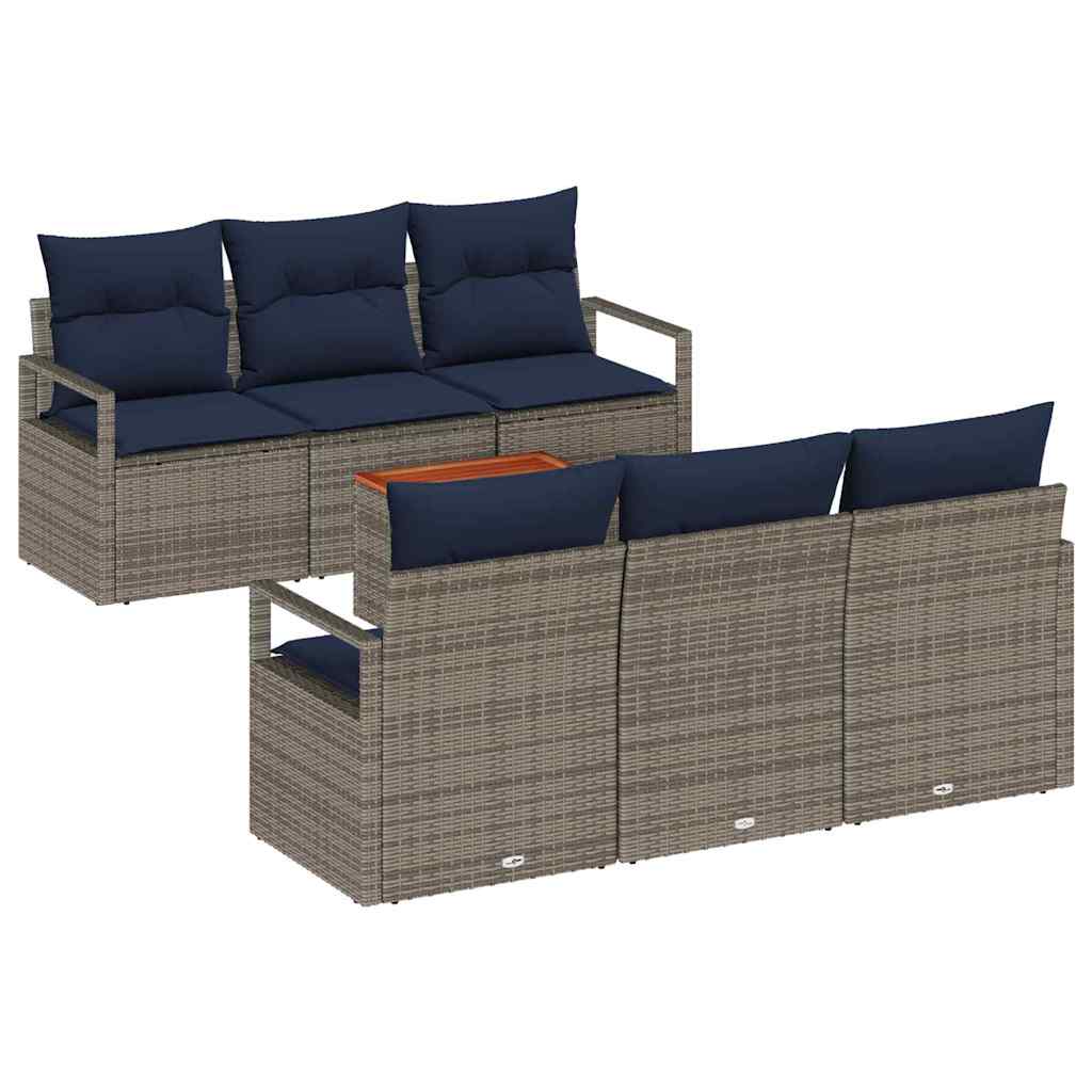 Gartensofa-set 7 stk. Grau Poly-Rattan
