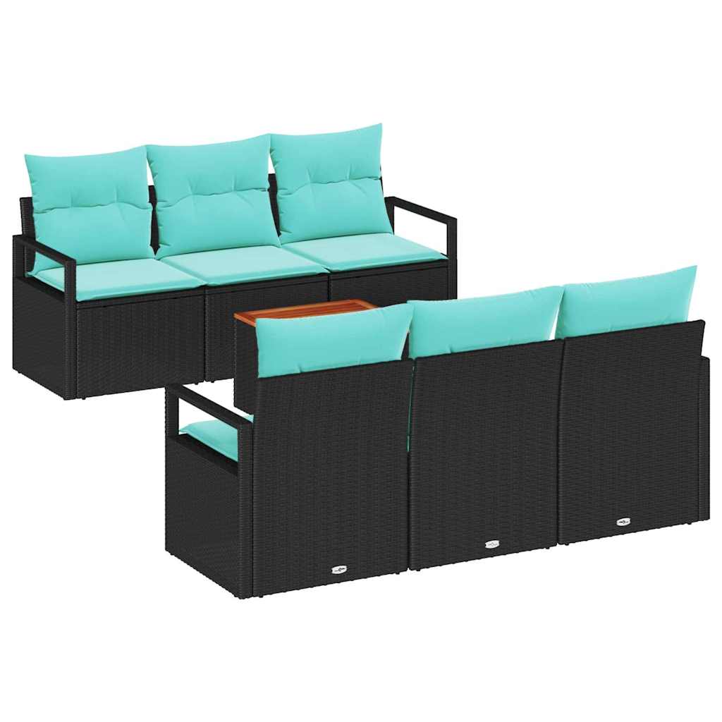 Gartensofa-set 7 stk. Schwarz Poly-Rattan