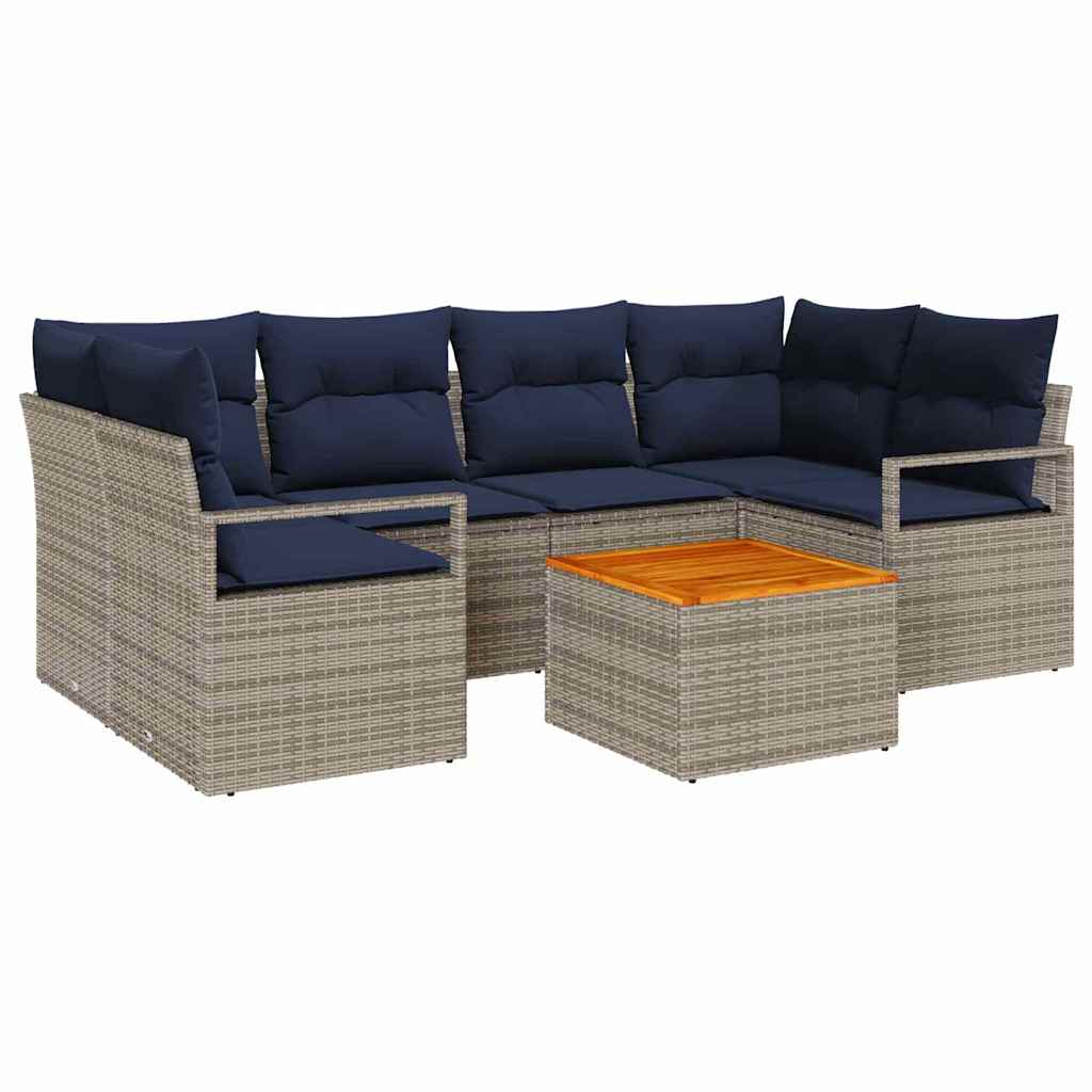 Gartensofa-set 7 stk. Grau Poly-Rattan