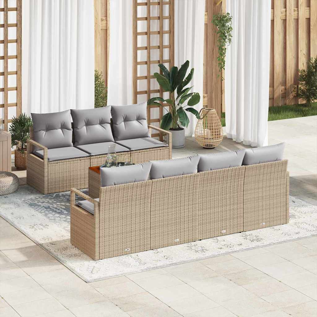 Gartensofa-set 8 stk. Beige Poly-Rattan