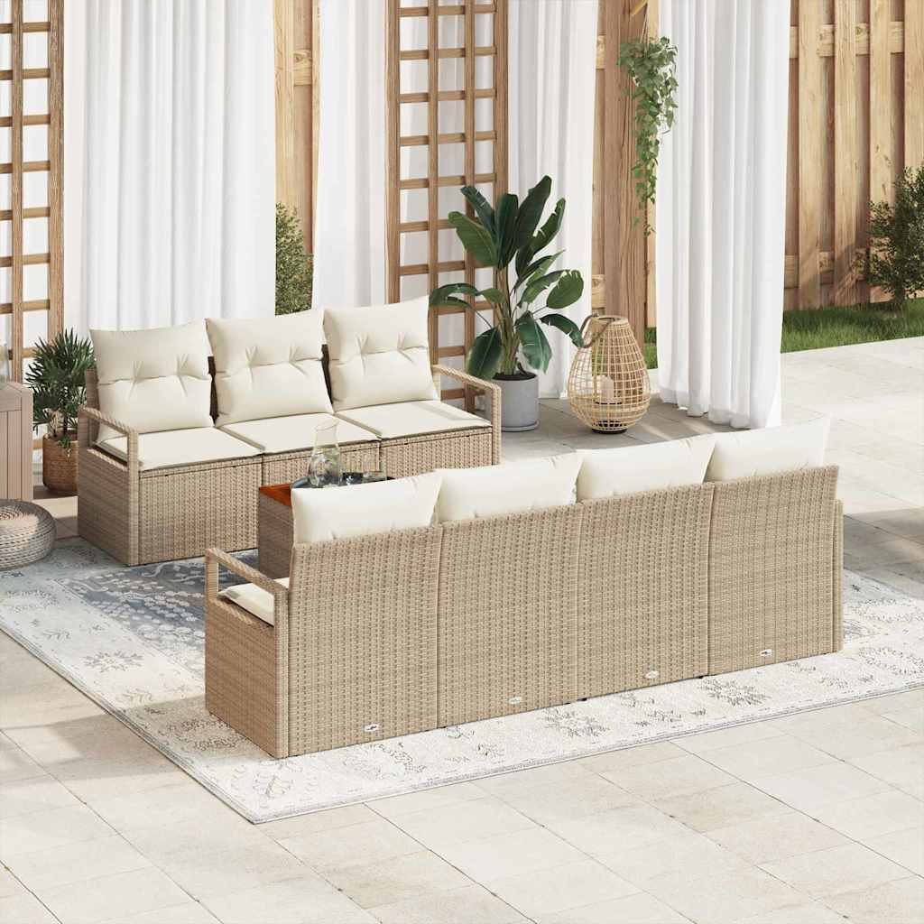Gartensofa-set 8 stk. Beige Poly-Rattan