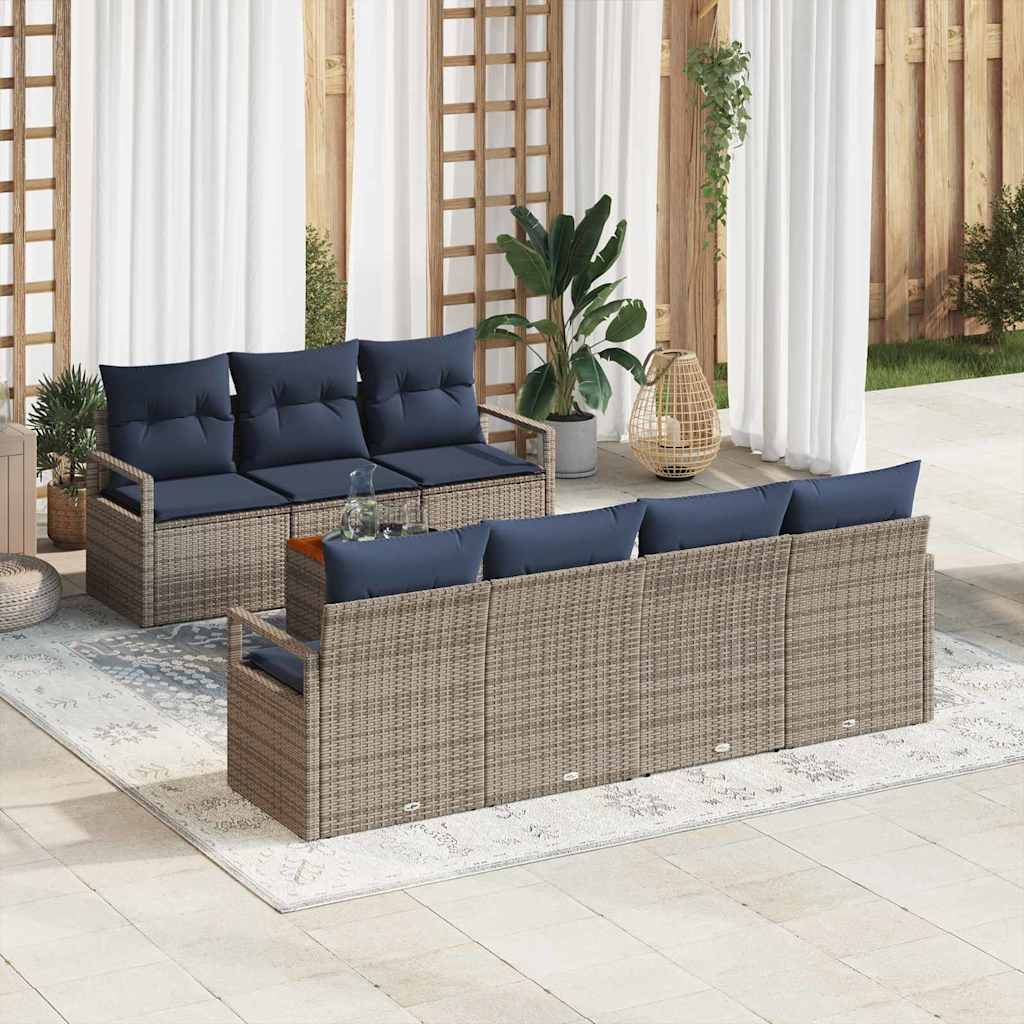 Gartensofa-set 8 stk. Grau Poly-Rattan