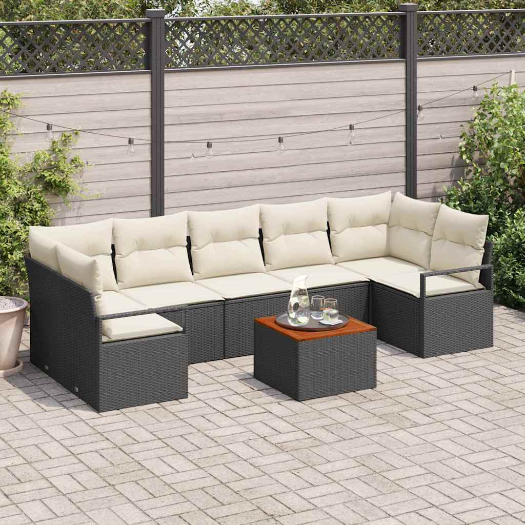 Gartensofa-set 8 stk. Schwarz Poly-Rattan