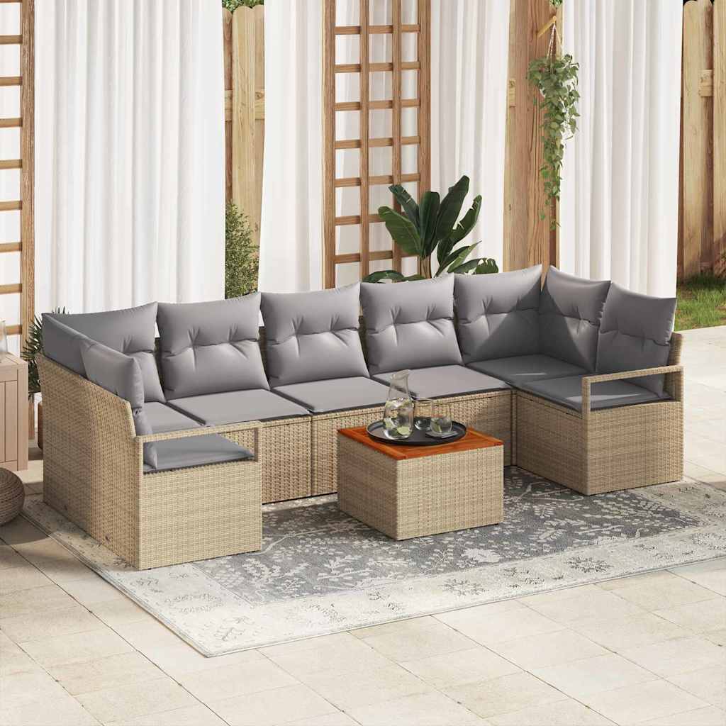 Gartensofa-set 8 stk. Beige Poly-Rattan