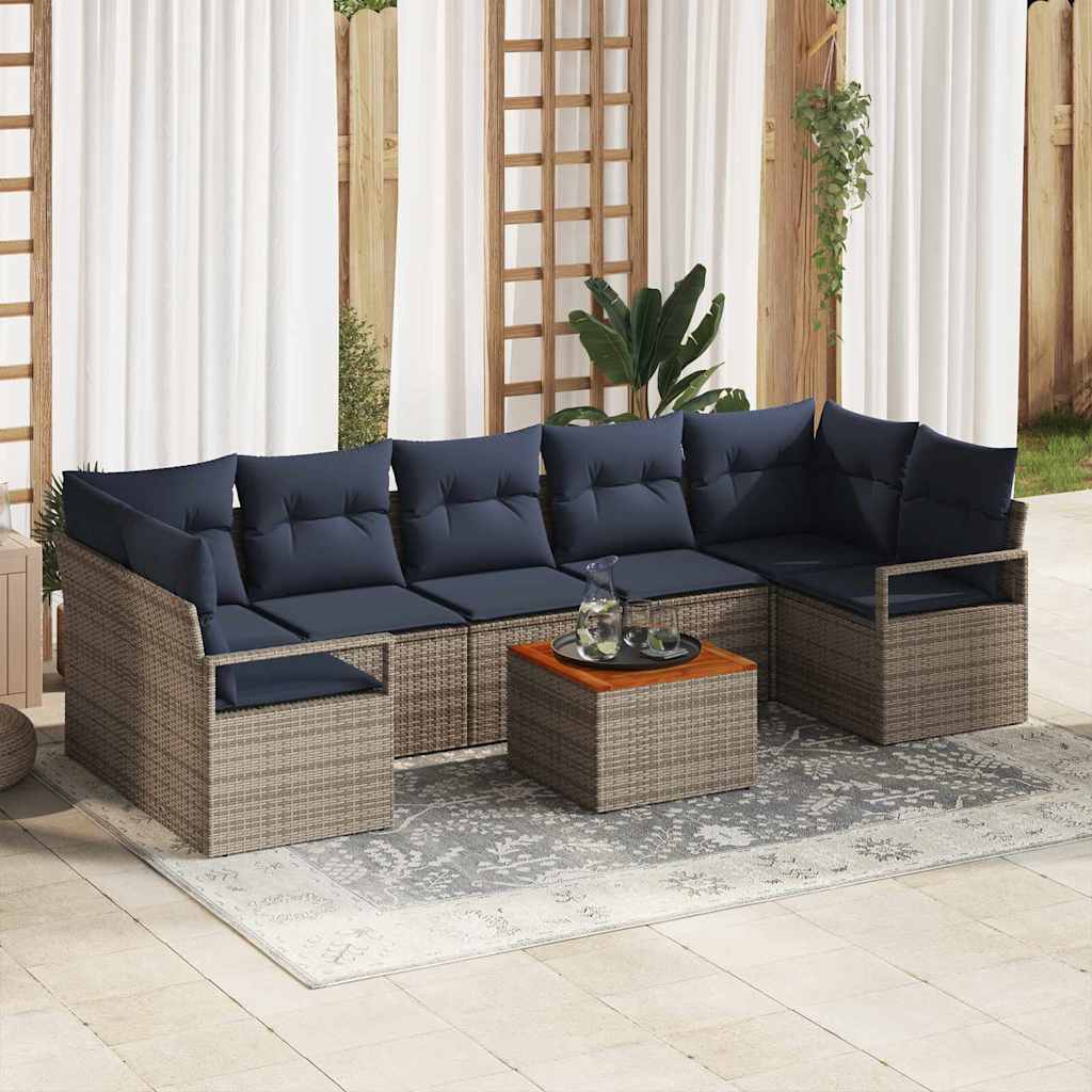 Gartensofa-set 8 stk. Grau Poly-Rattan