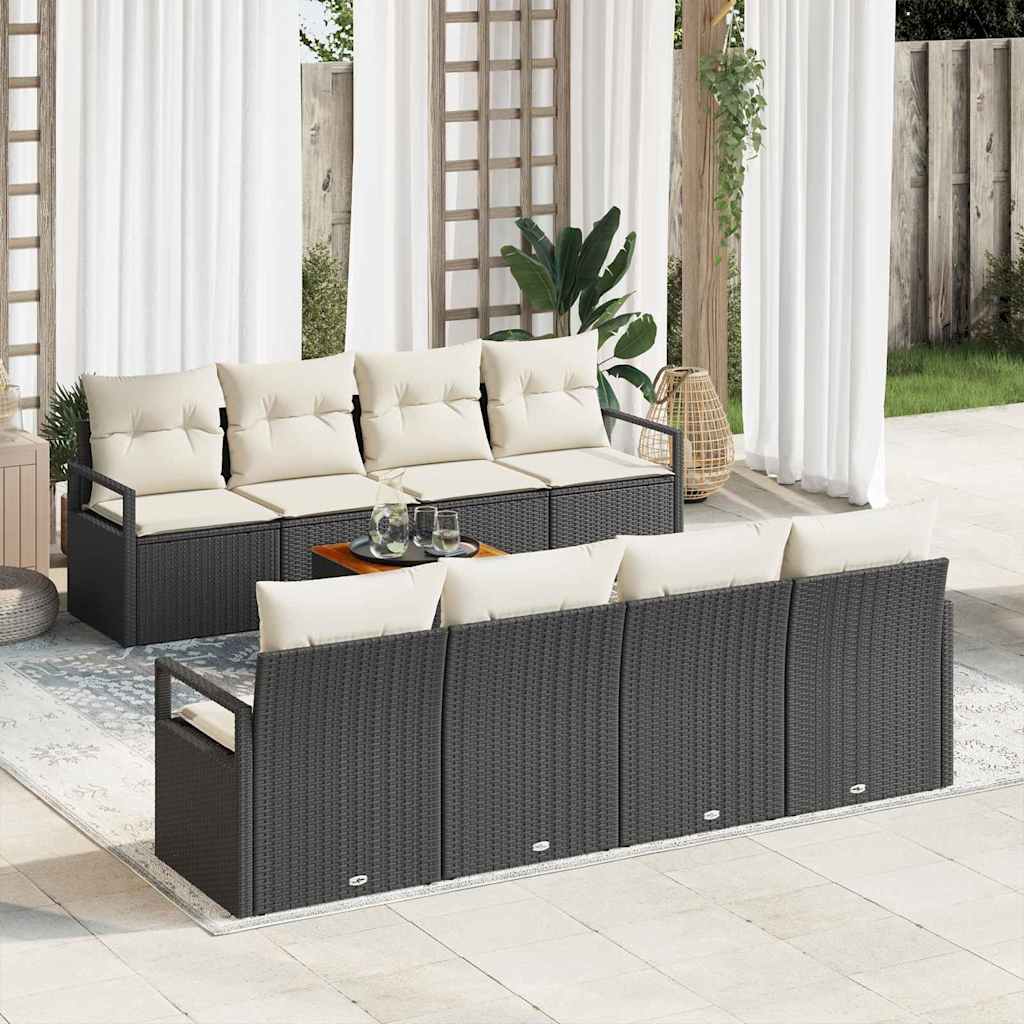 Gartensofa-set 9 stk. Schwarz Poly-Rattan