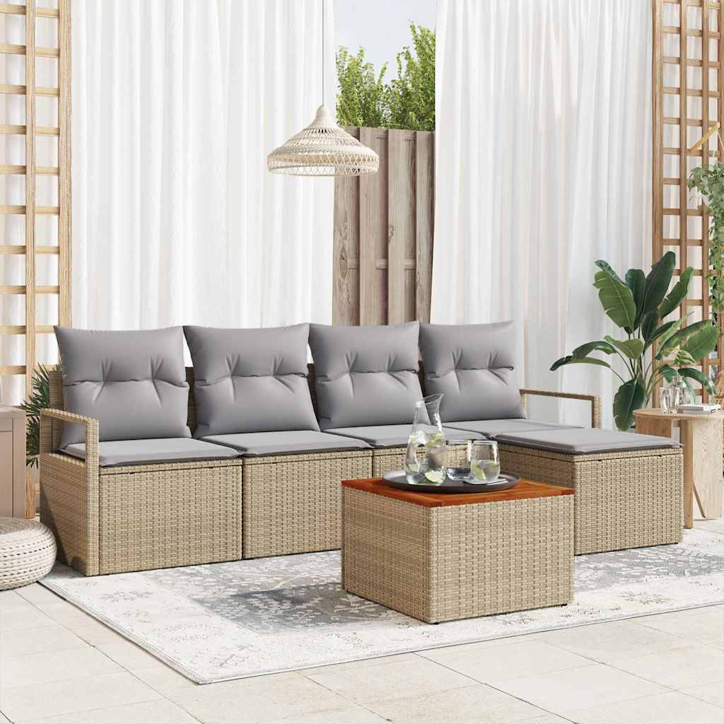 Gartensofa-set 6 stk. Beige Poly-Rattan